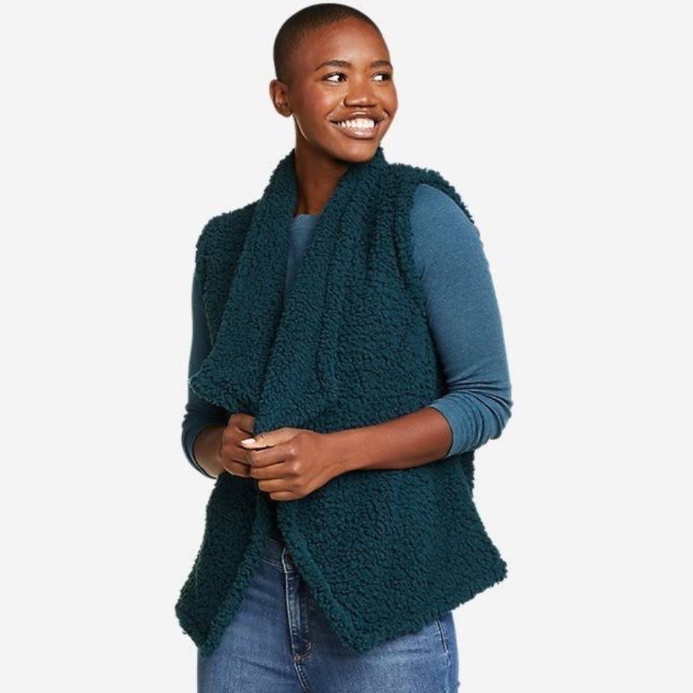 Eddie Bauer Cozy Fireside Plush Vest. Peacock Teal. Medium #365